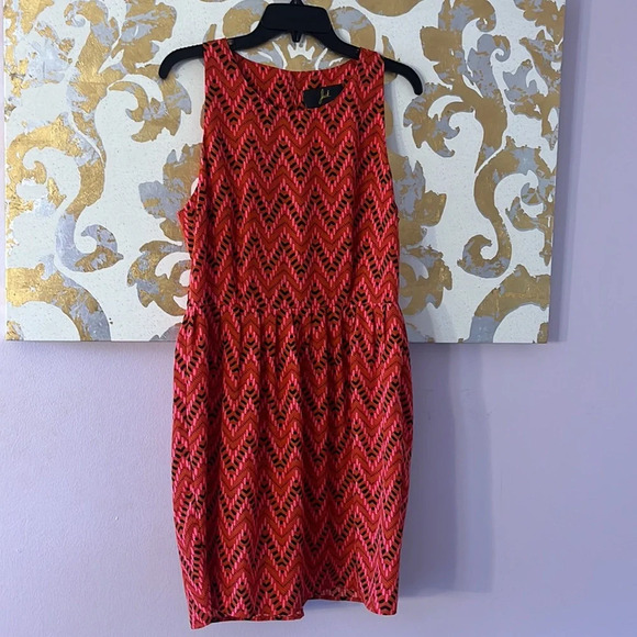 Jack B.B. Dakota Size Large Red Chevron Print Tank Dress - Picture 9 of 9